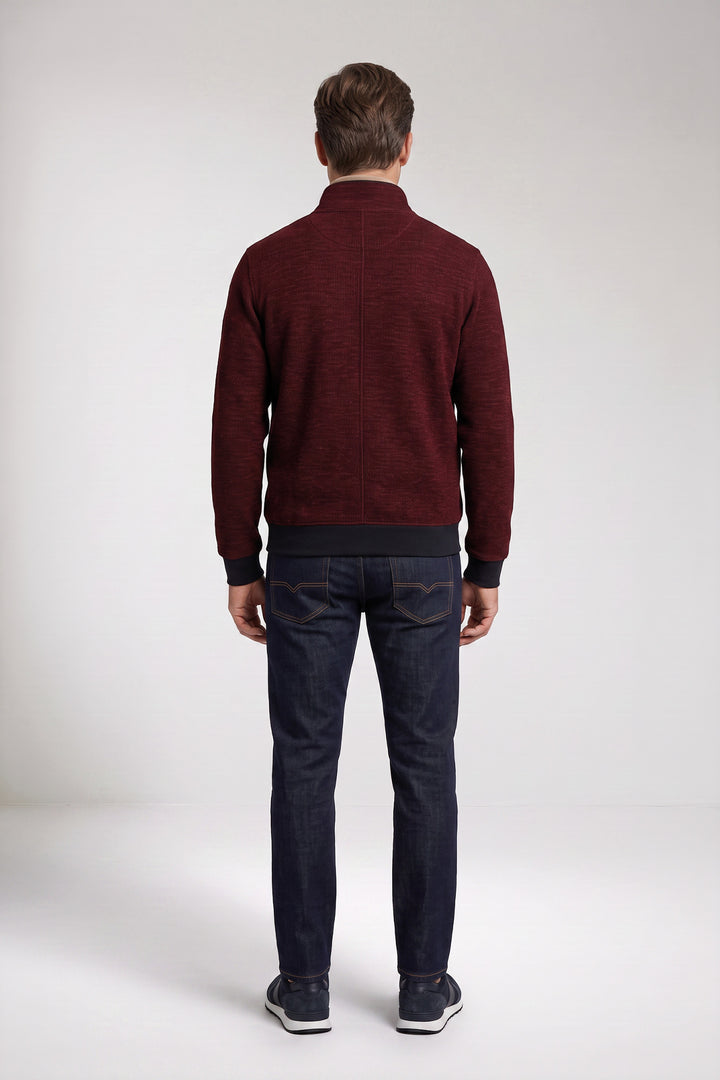 Two-Tone Jacquard Sweatvest - Bordeaux
