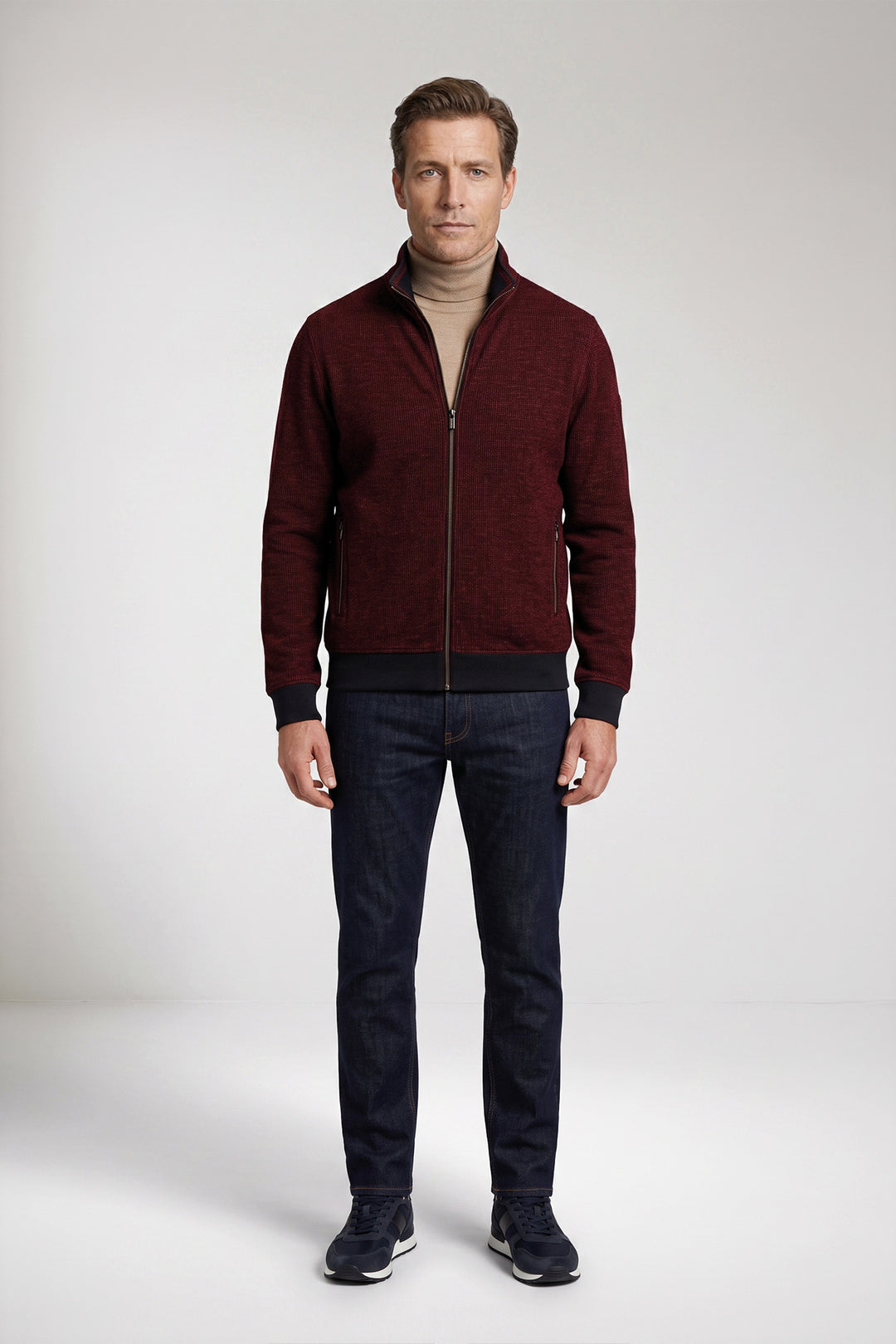 Two-Tone Jacquard Sweatvest - Bordeaux