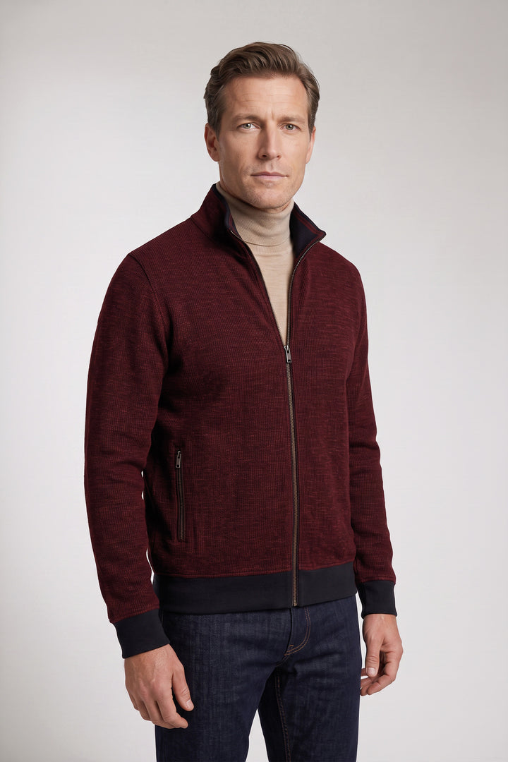 Two-Tone Jacquard Sweatvest - Bordeaux