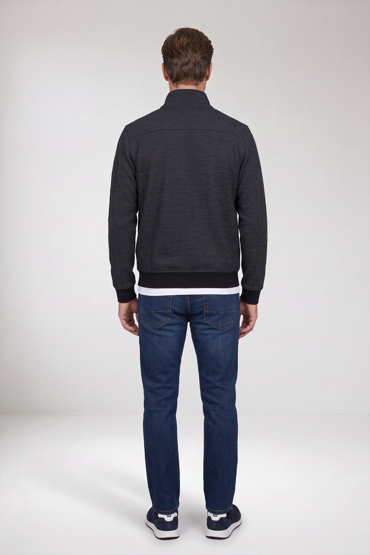 Two-Tone Jacquard Sweatvest - Blauw
