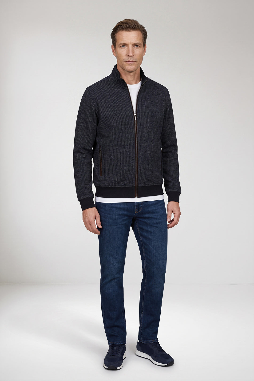 Two-Tone Jacquard Sweatvest - Blauw