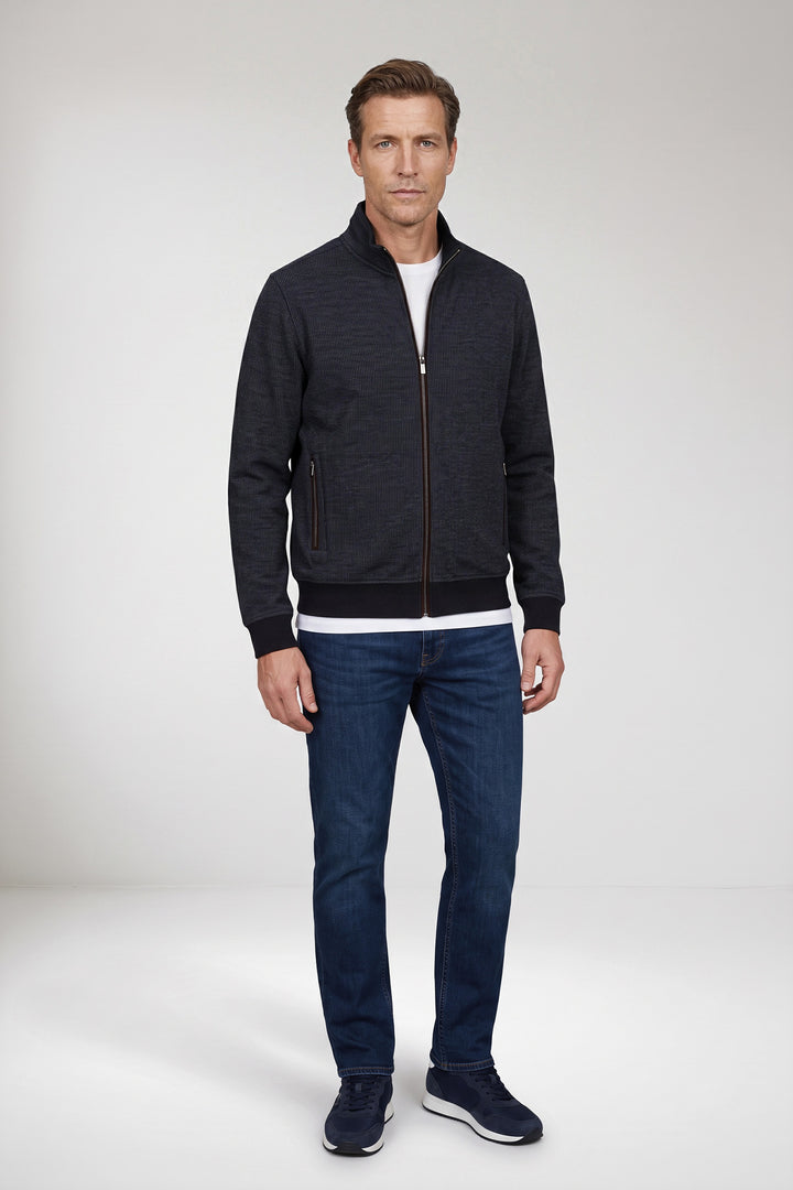 Two-Tone Jacquard Sweatvest - Blauw
