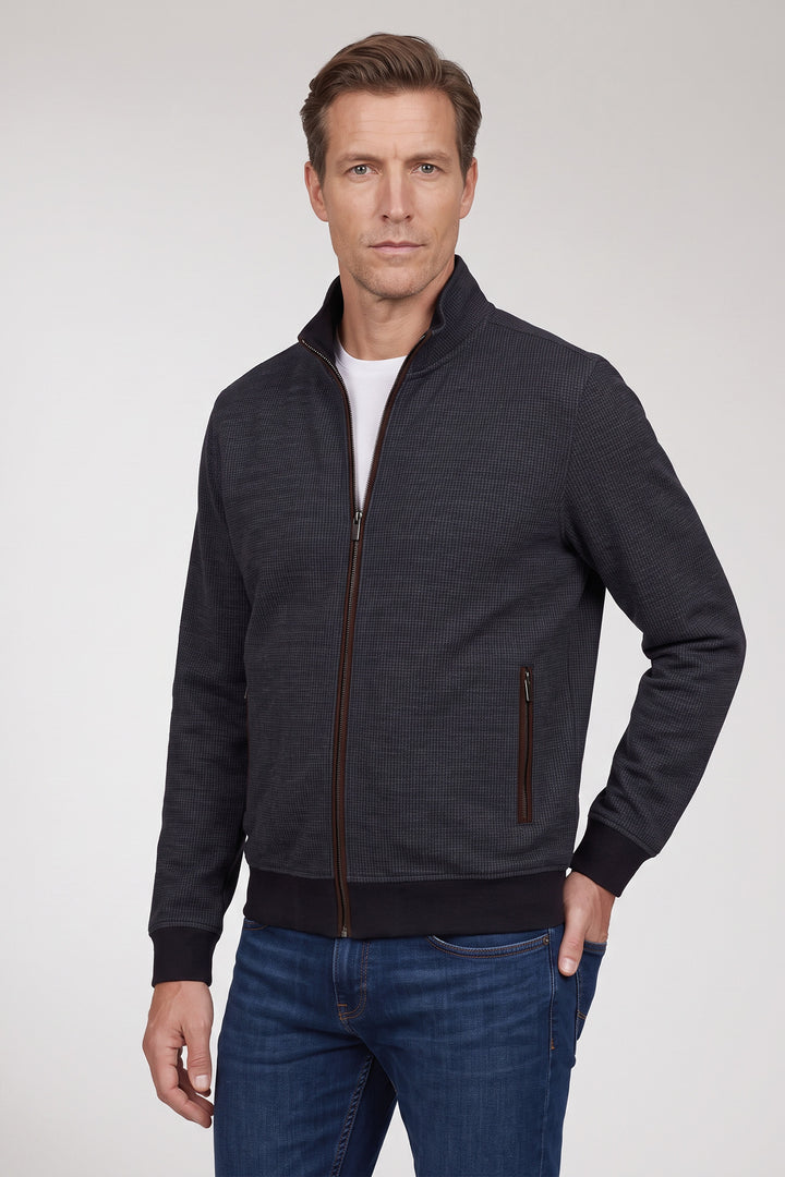 Two-Tone Jacquard Sweatvest - Blauw