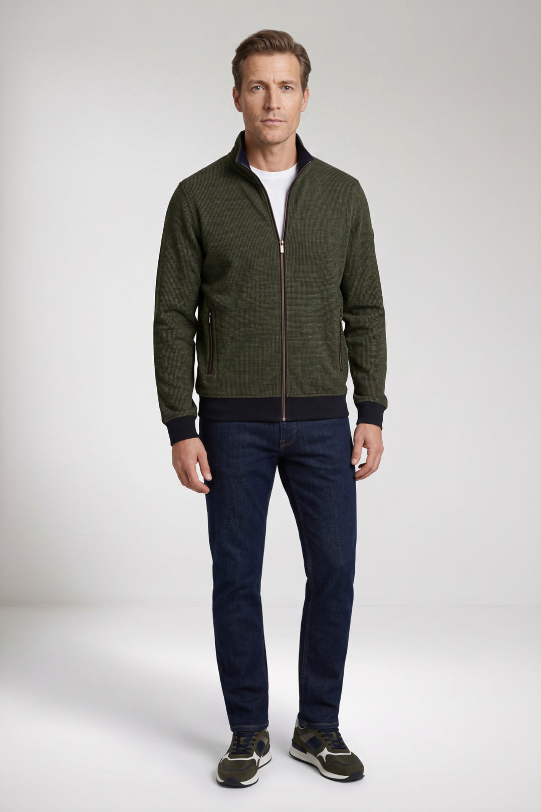 Two-Tone Jacquard Sweatvest - Groen