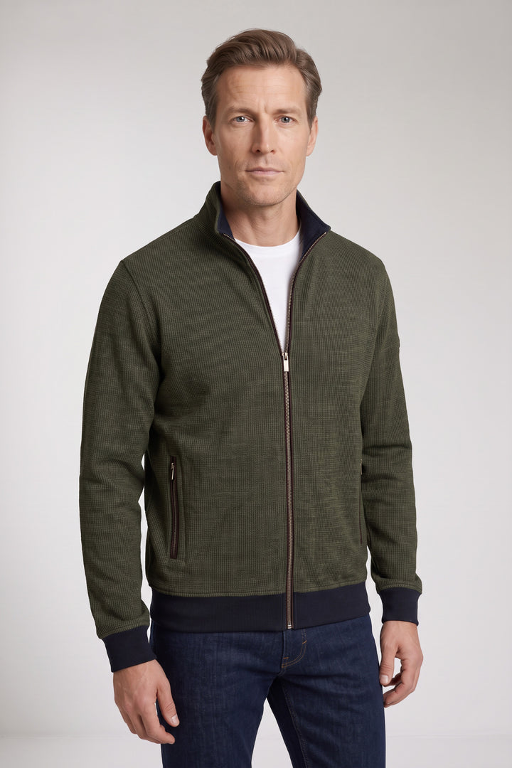 Two-Tone Jacquard Sweatvest - Groen