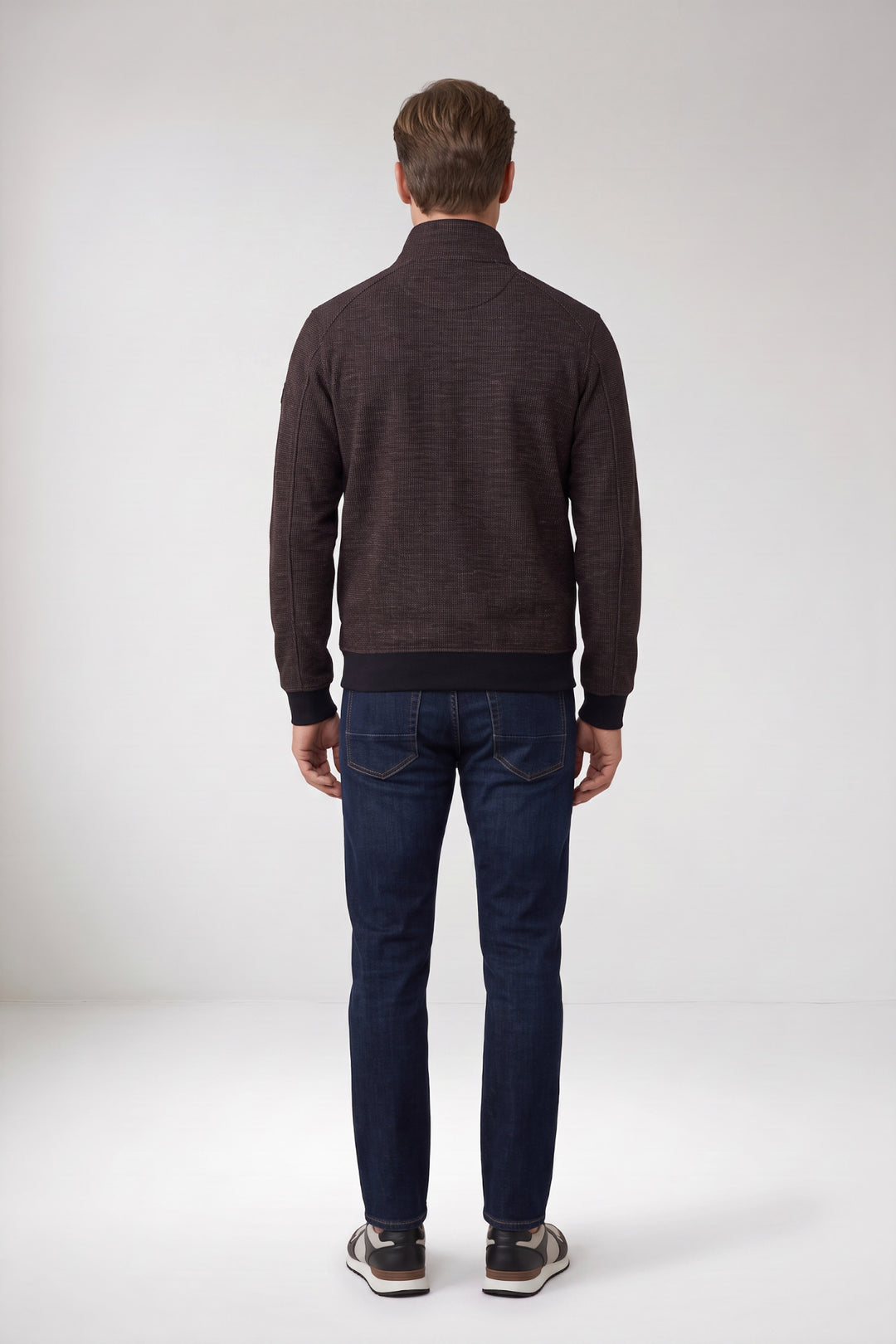 Two-Tone Jacquard Sweatvest - Donker Camel