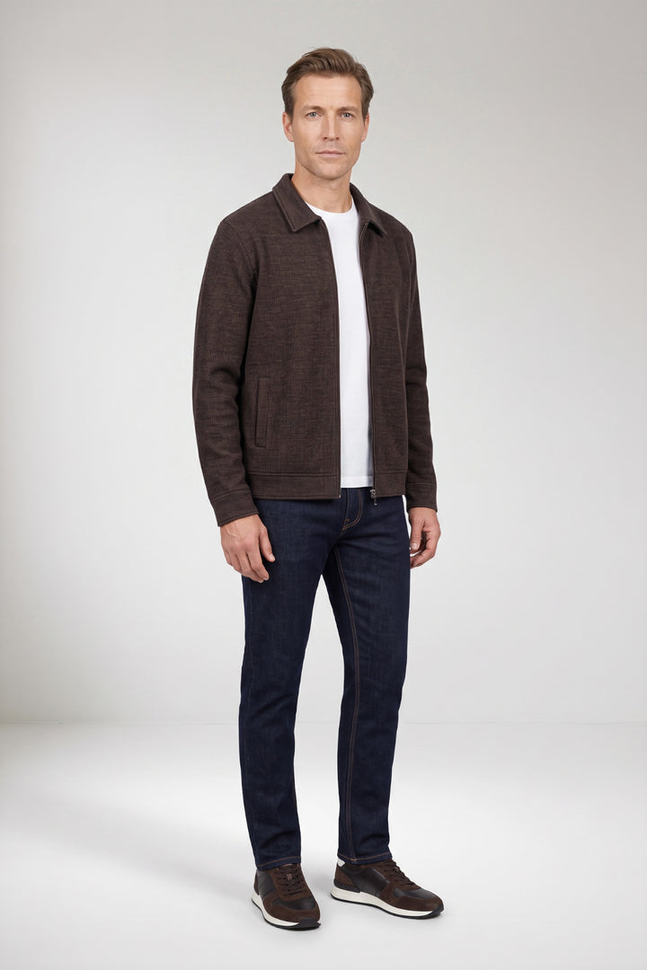 Two-Tone Jacquard Sweatvest - Camel