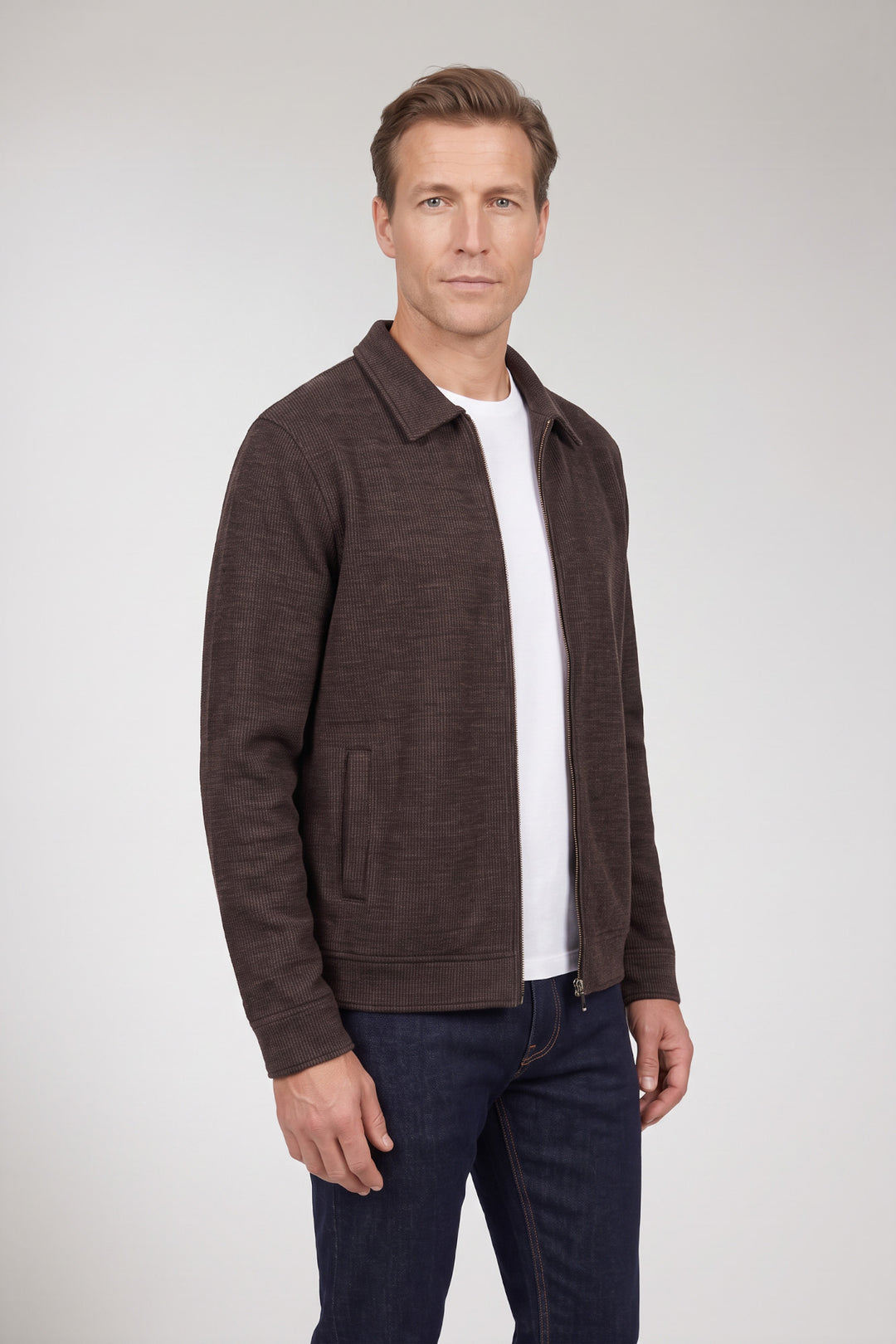 Two-Tone Jacquard Sweatvest - Camel