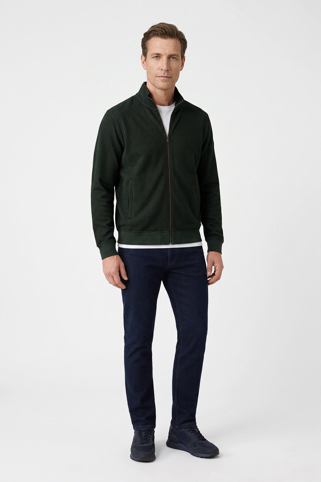 Two-tone Jacquard vest - Groen