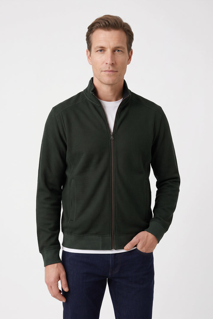 Two-tone Jacquard vest - Groen