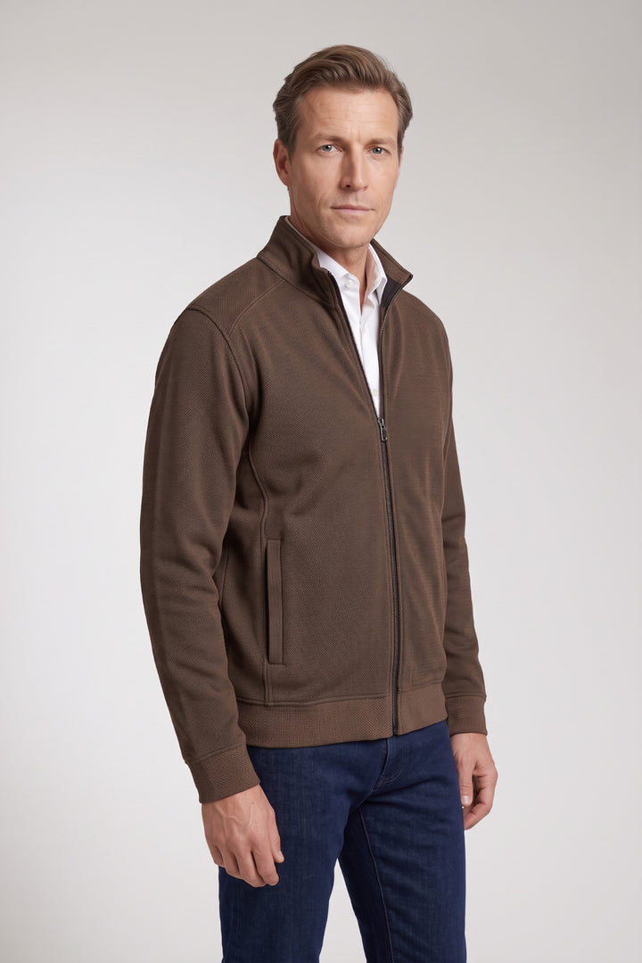 Two-tone jacquard vest - Brown