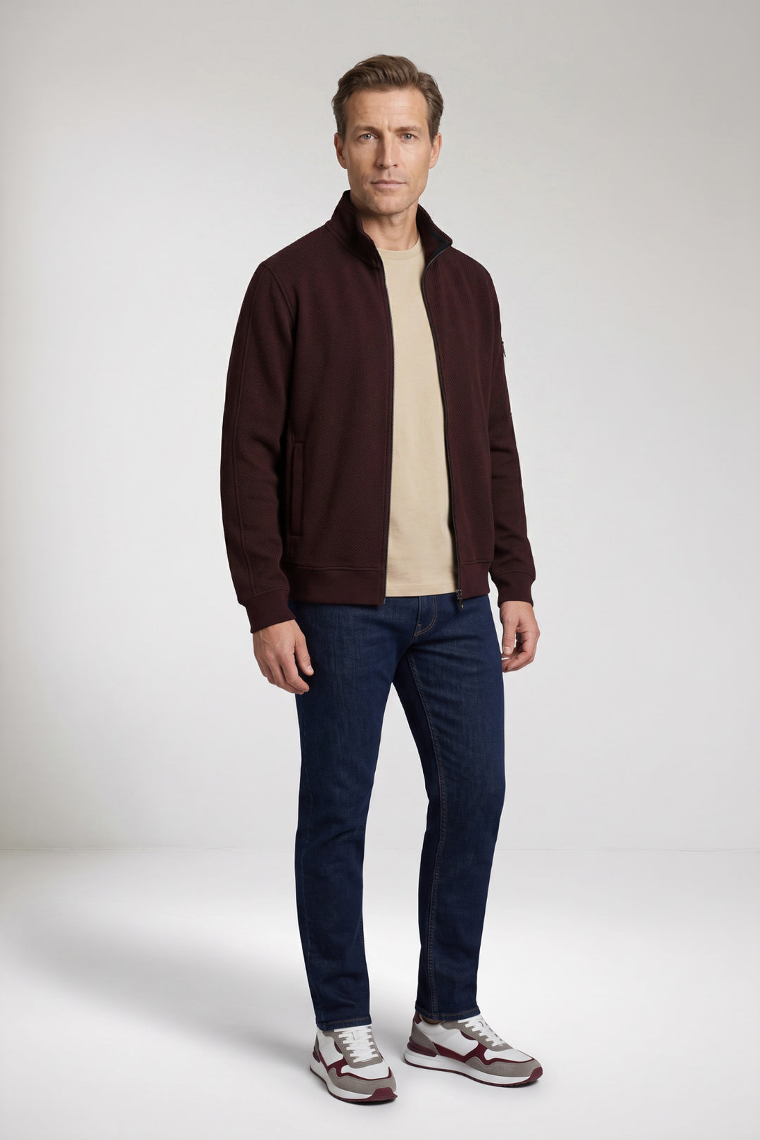 Jacquard Sweat Cardigan - Purple