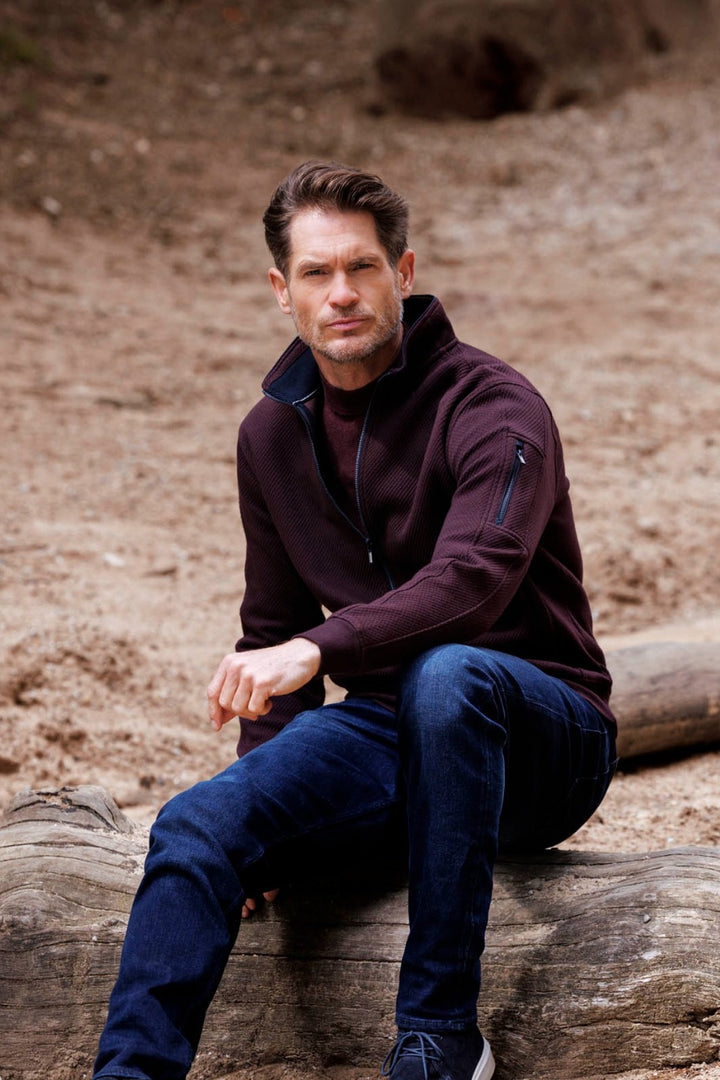 Jacquard Sweat Cardigan - Purple