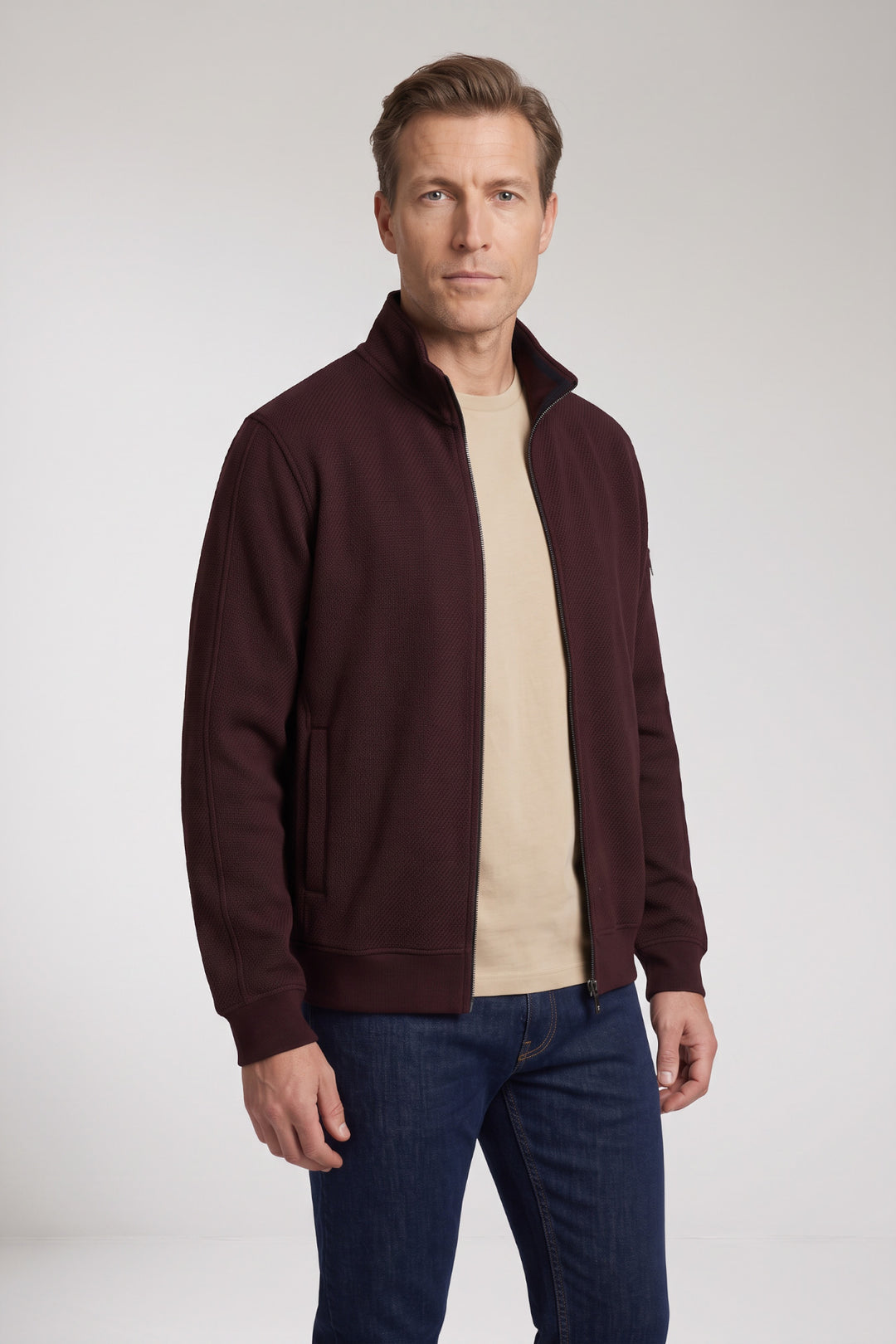 Jacquard Sweat Cardigan - Purple