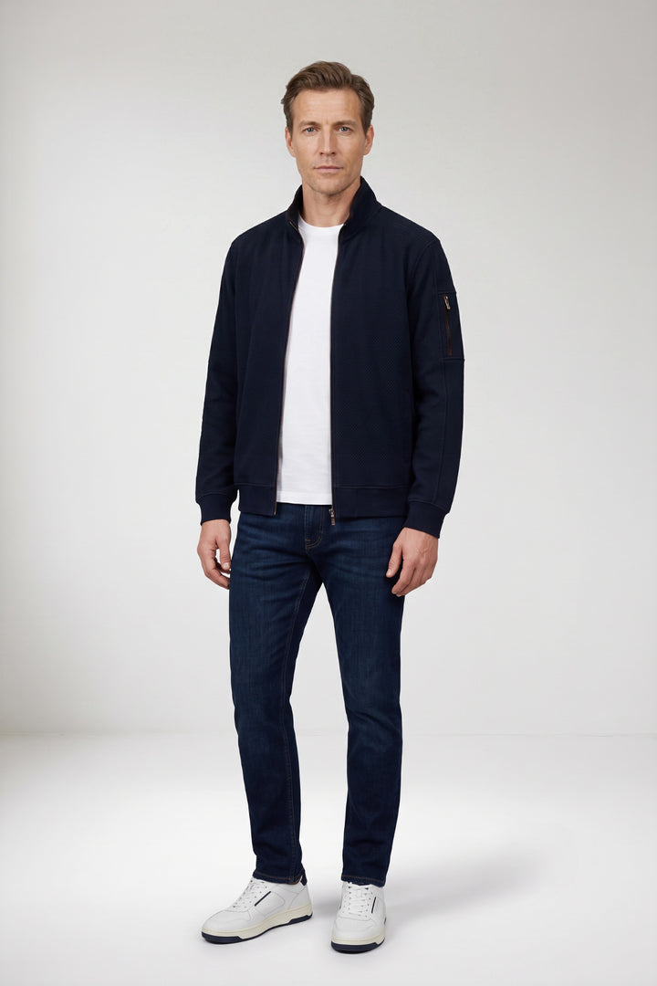 Jacquard Sweat Jacket - Navy