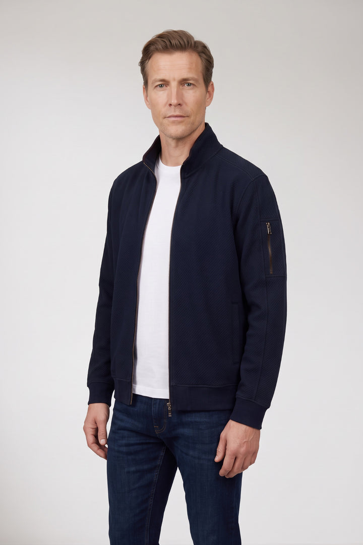Jacquard Sweat Jacket - Navy
