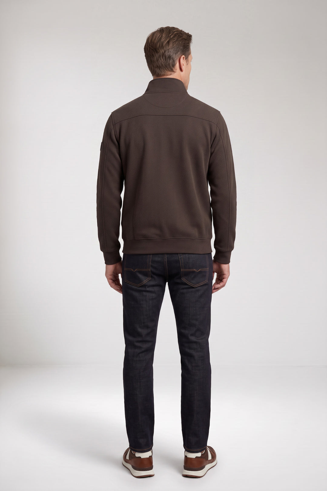 Jacquard Sweat Cardigan - Brown