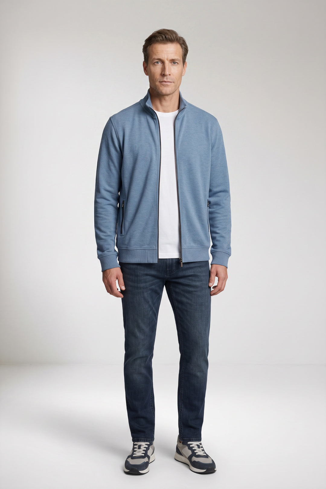 Sweatvest met Contrastdetails - Middenblauw