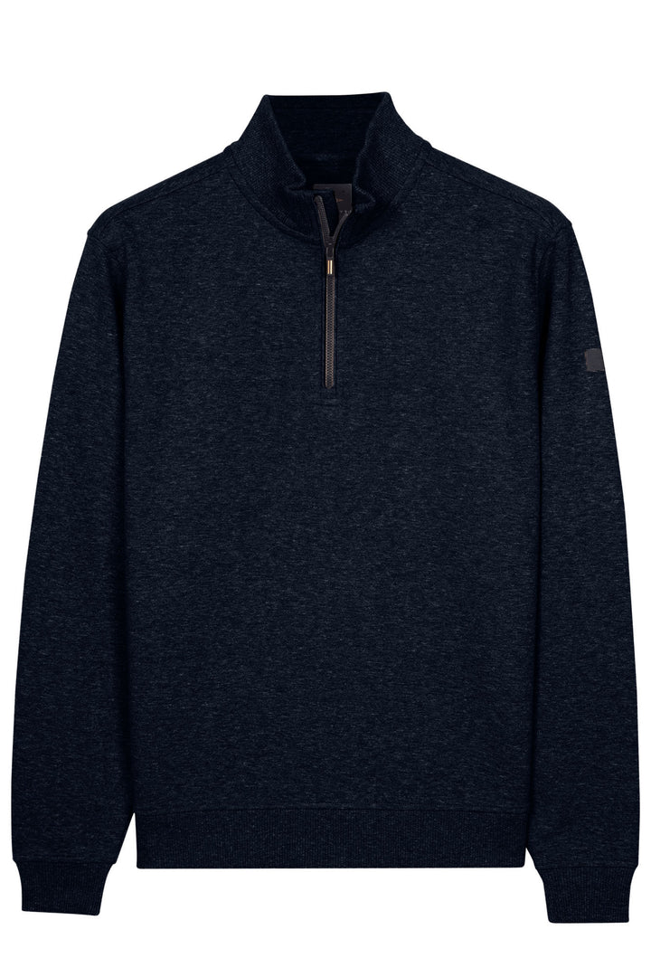 Katoenen Half-Zip Sweater - Donkerblauw
