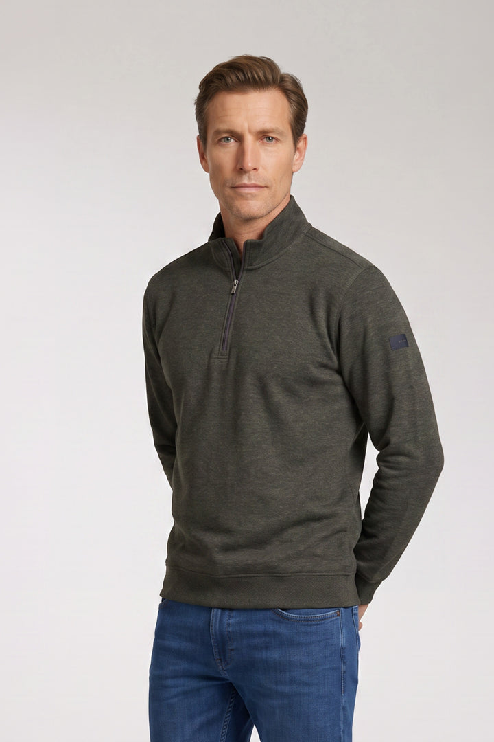 Cotton Half-Zip Sweater - Green