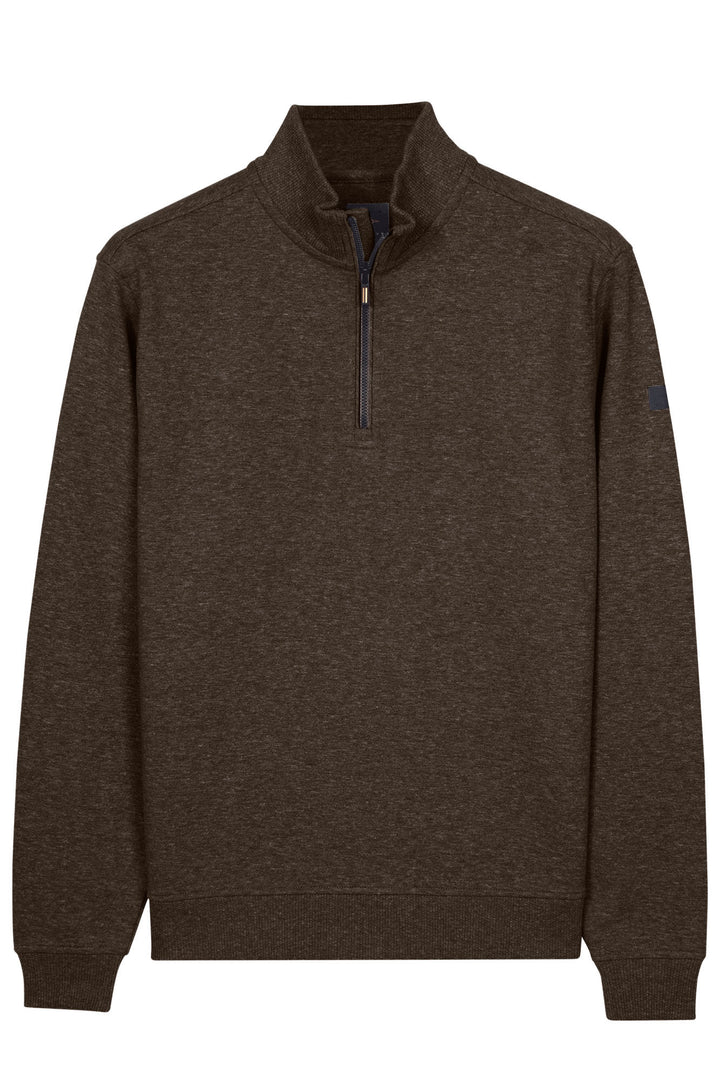 Katoenen Half-Zip Sweater - Bruin