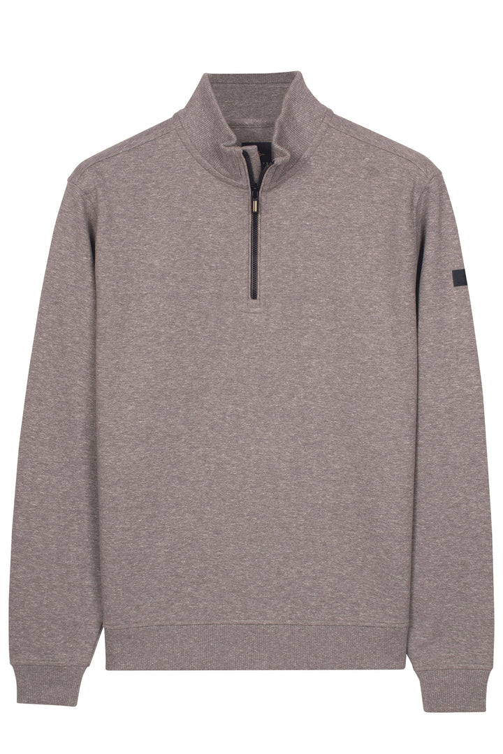 Cotton Half-Zip Sweater - Light Grey
