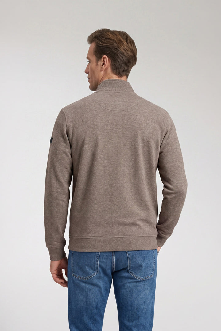 Katoenen Half-Zip Sweater - Grijs