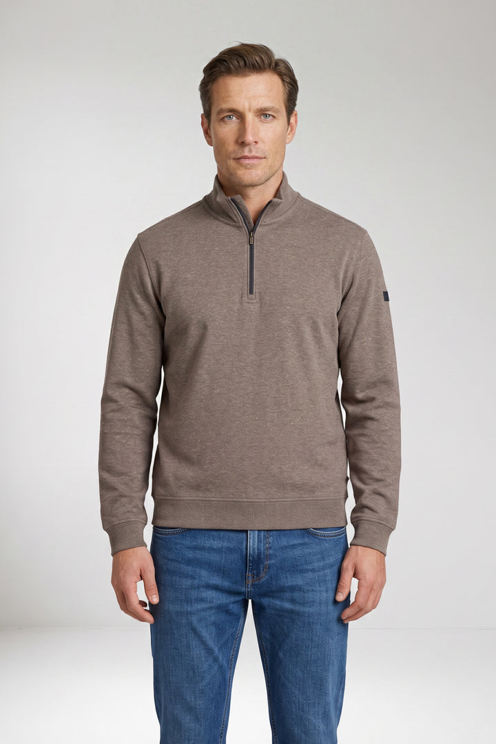 Katoenen Half-Zip Sweater - Grijs