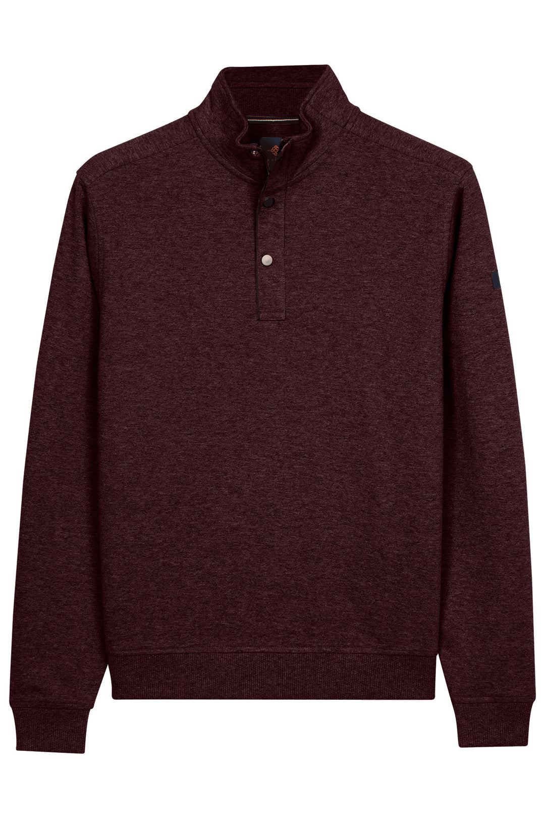 Cotton Half-Zip Snap-Button Sweater - Bordeaux