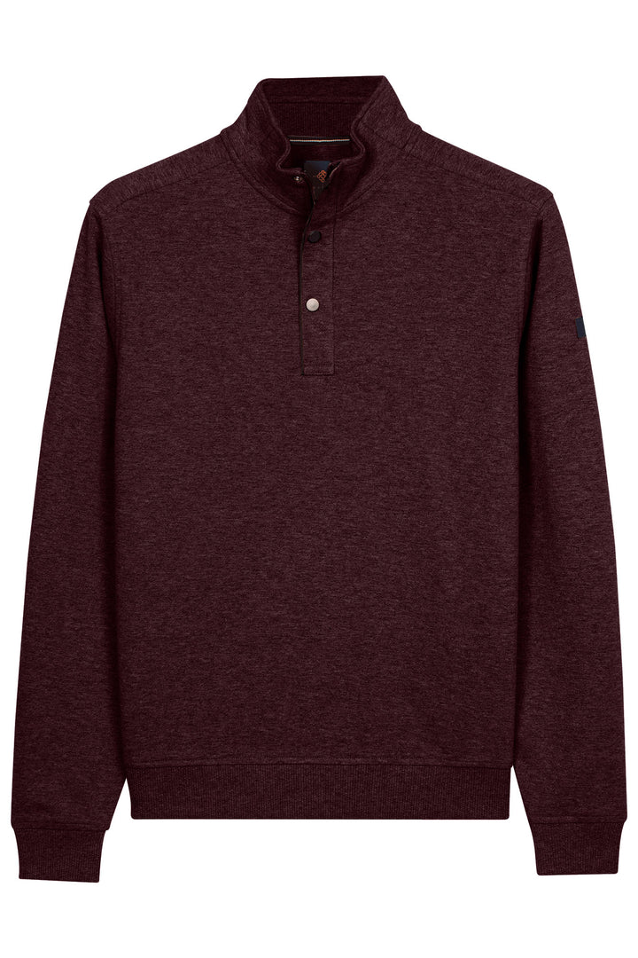 Cotton Half-Zip Snap-Button Sweater - Bordeaux