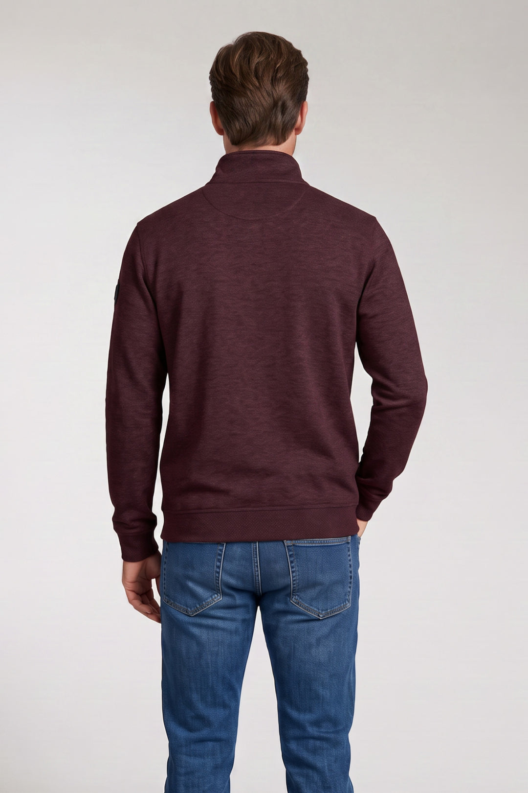 Cotton Half-Zip Snap-Button Sweater - Bordeaux