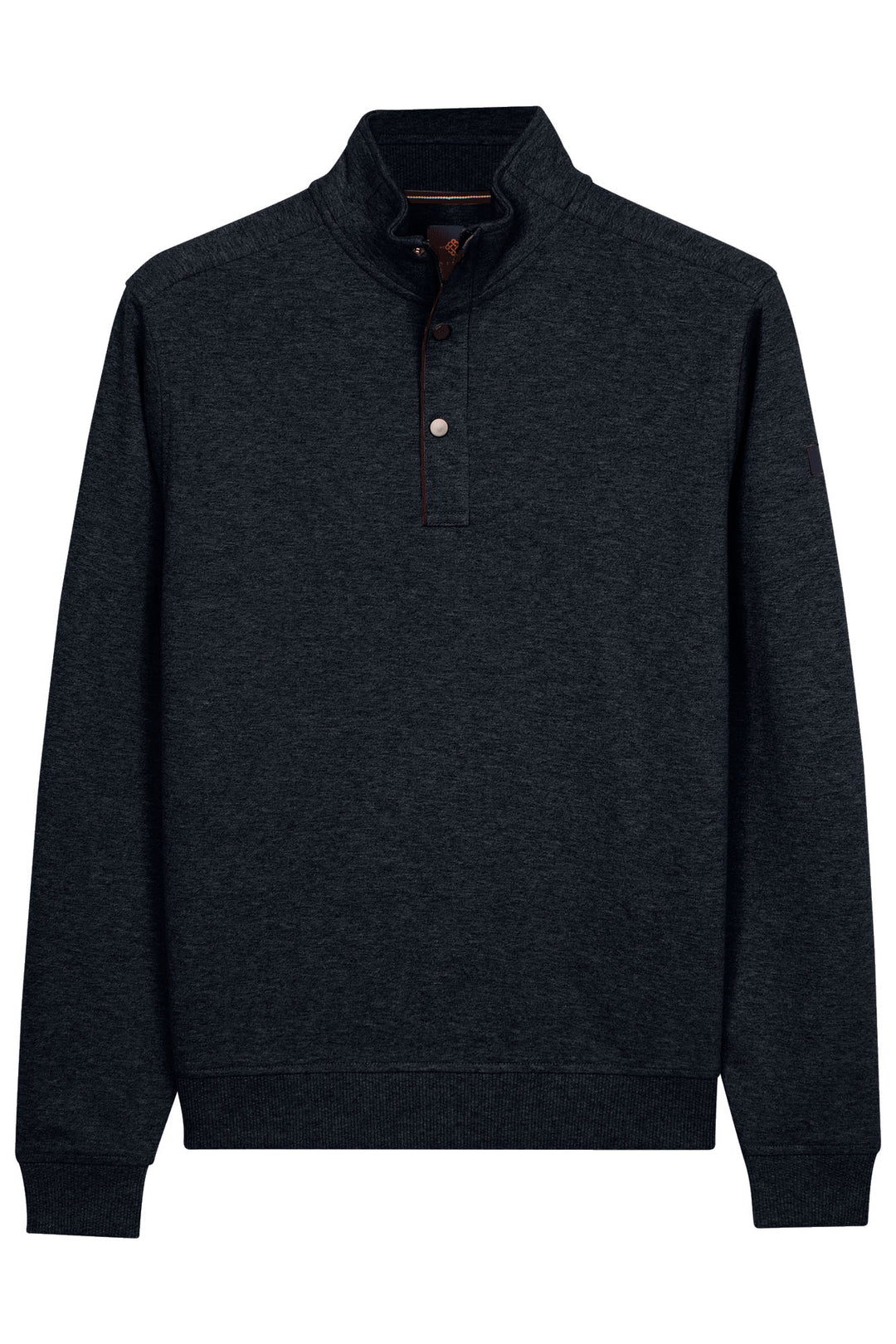 Cotton Half-Zip Snap-Button Sweater - Blue
