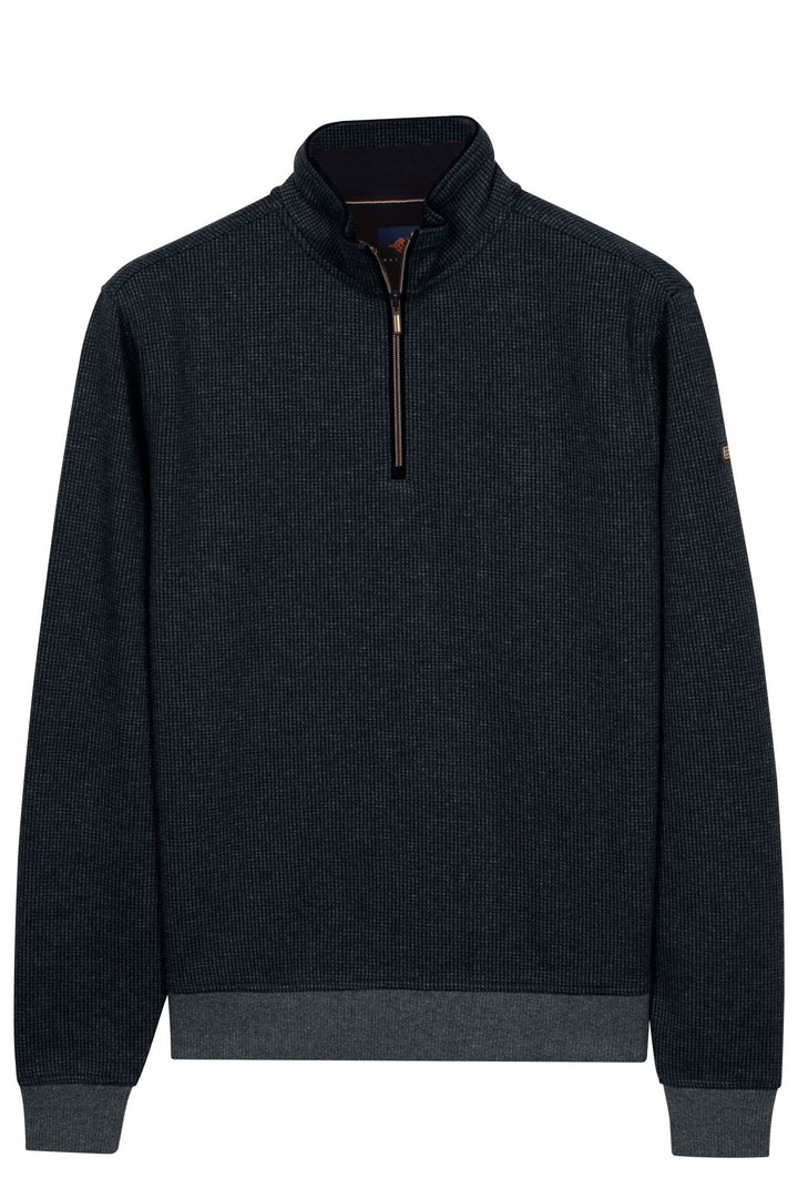 Two-Tone Half-Zip Sweater - Navy