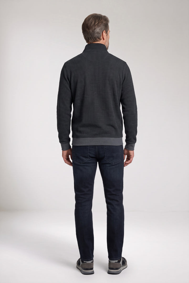 Two-Tone Half-Zip Sweater - Navy