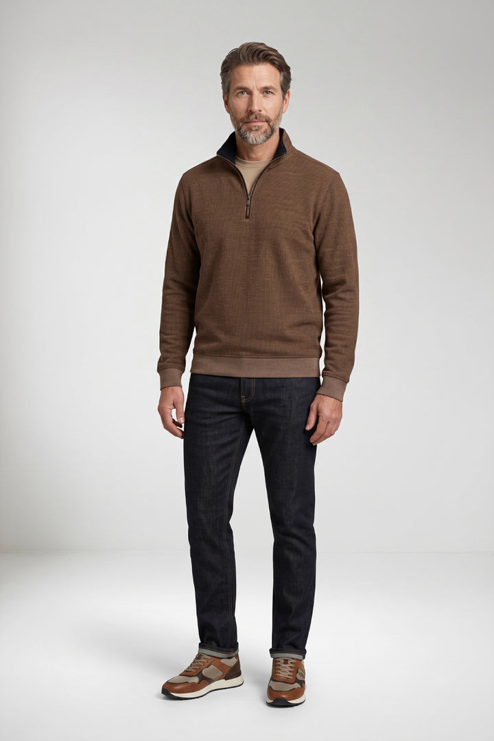 Two-Tone Half-Zip Sweater - Bruin
