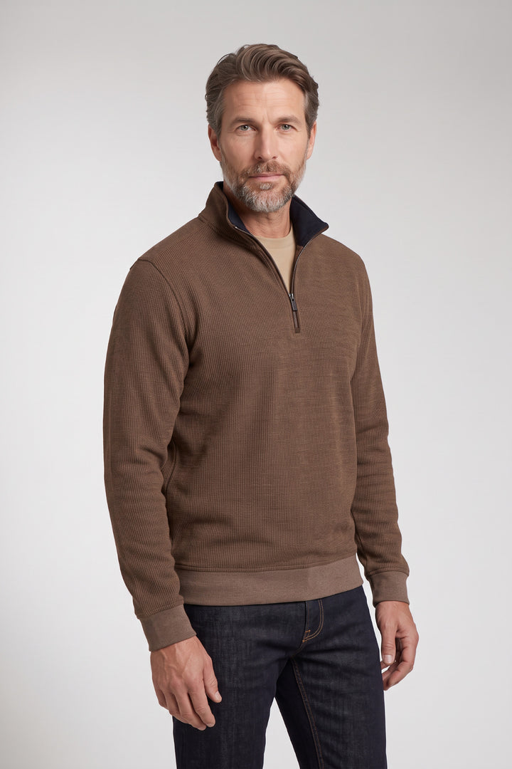 Two-Tone Half-Zip Sweater - Bruin