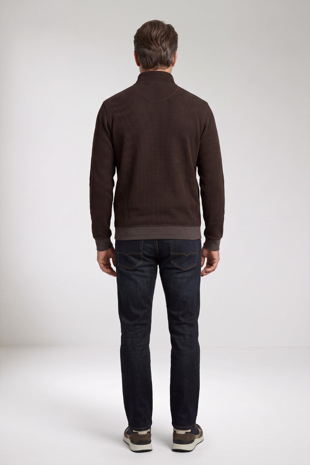 Two-Tone Half-Zip Sweater - Camel