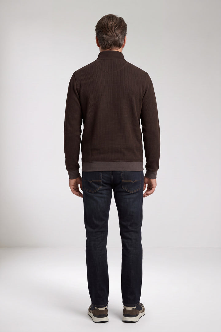 Two-Tone Half-Zip Sweater - Camel
