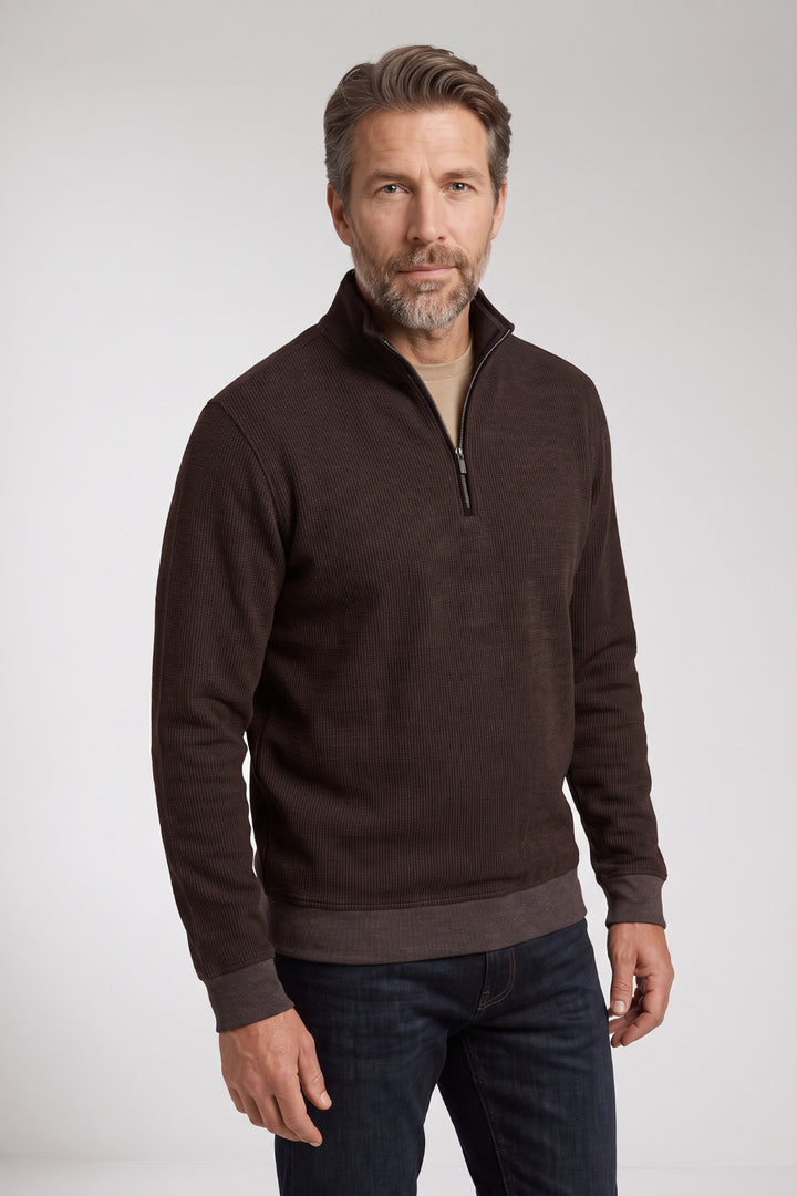 Two-Tone Half-Zip Sweater - Camel