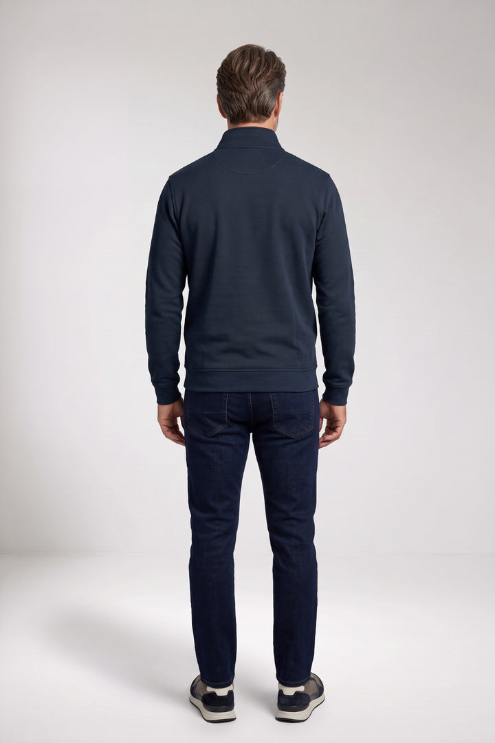 Two-Tone Half-Zip Sweater - Navy