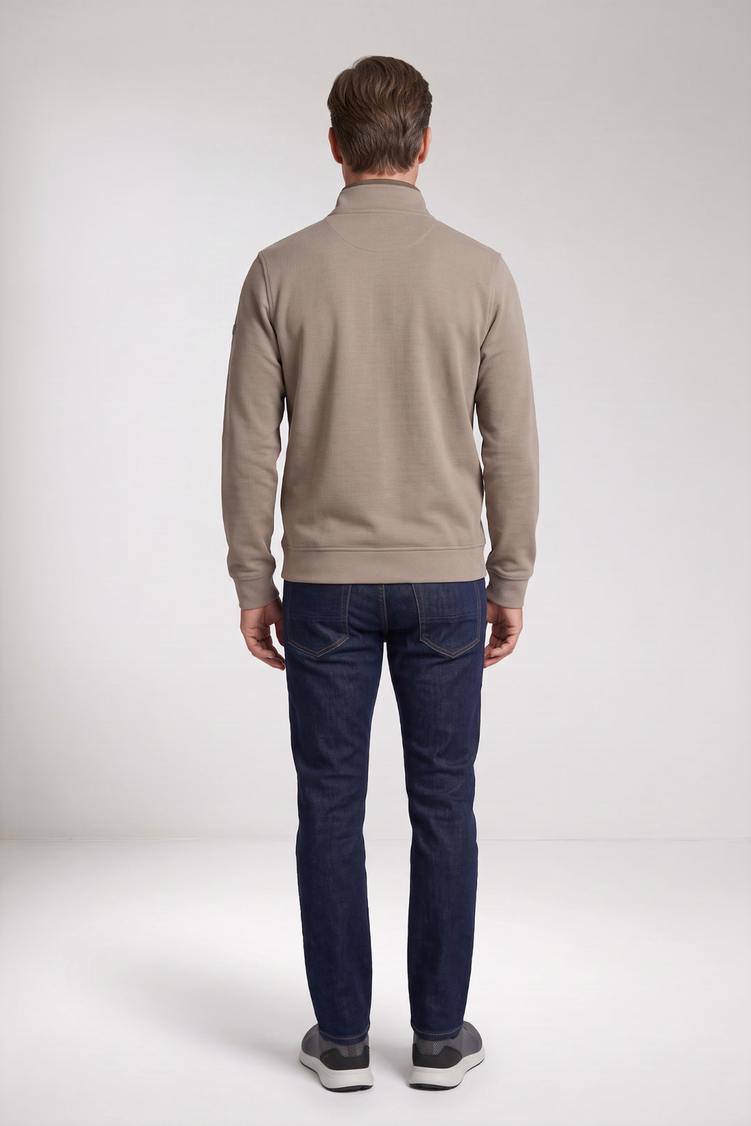 Two-Tone Half-Zip Sweater - Grijs