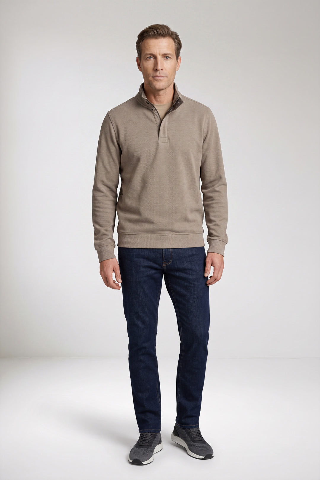 Two-Tone Half-Zip Sweater - Grijs
