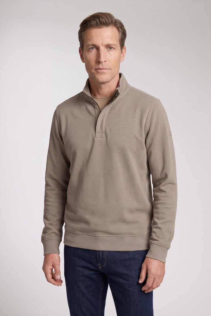 Two-Tone Half-Zip Sweater - Grijs