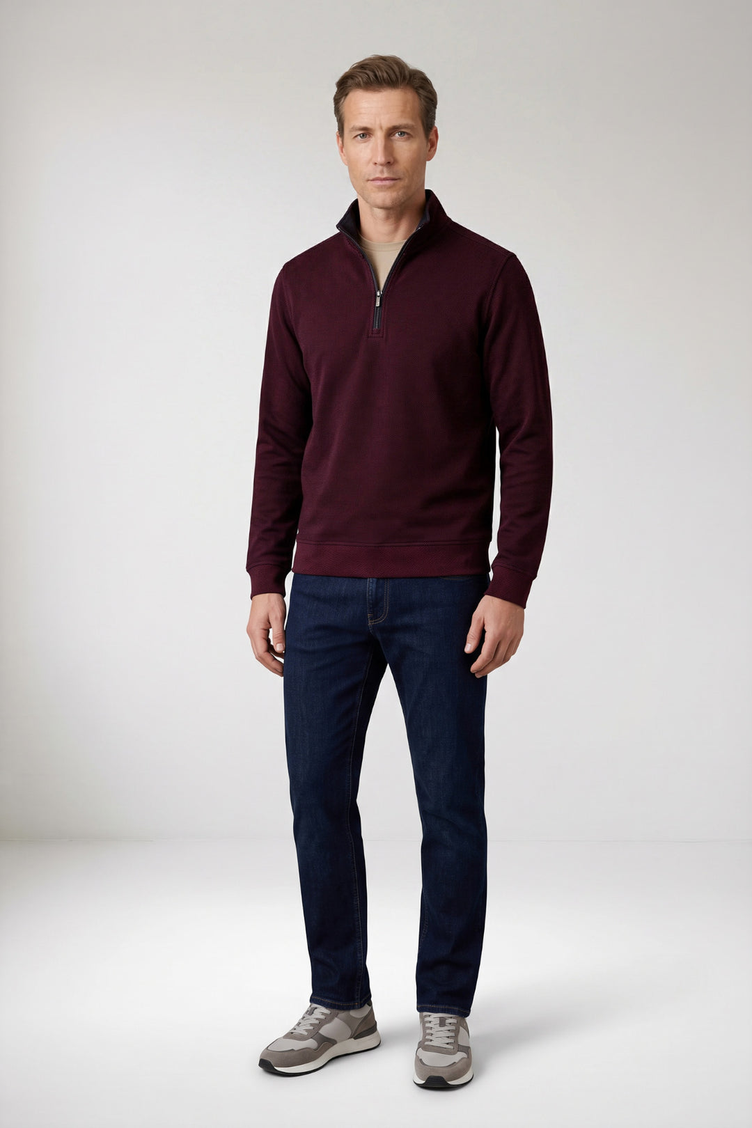 Two-Tone Half-Zip Sweater - Paars