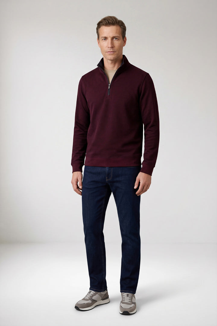 Two-Tone Half-Zip Sweater - Paars