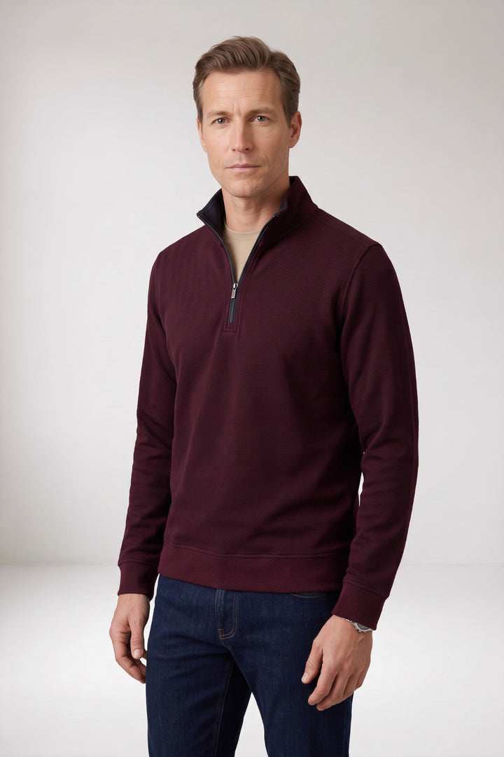Two-Tone Half-Zip Sweater - Paars