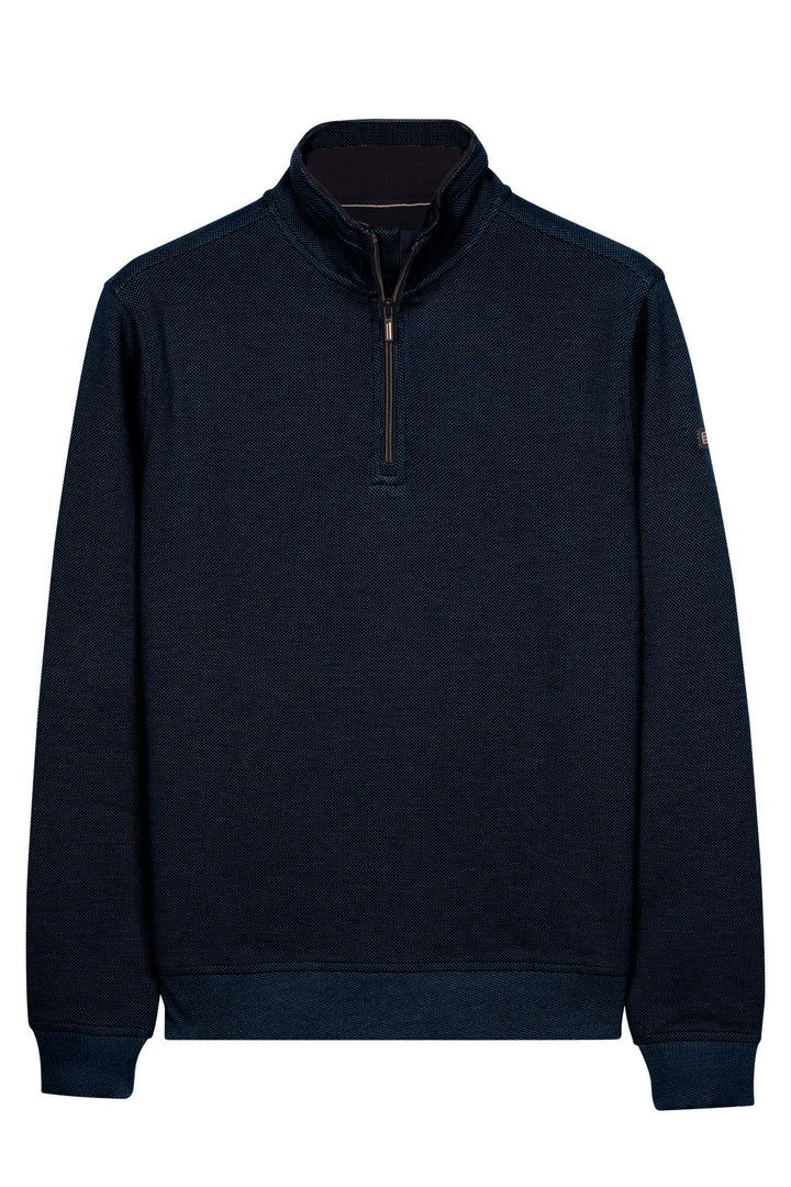 Two-Tone Half-Zip Sweater - Navy