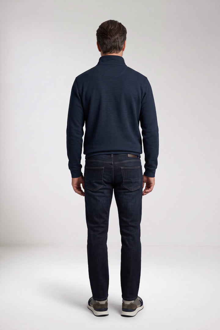 Two-Tone Half-Zip Sweater - Navy