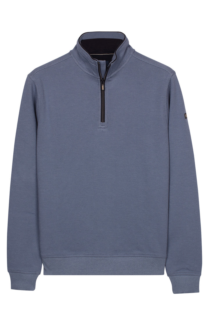 Two-Tone Half-Zip Sweater - Lichtblauw
