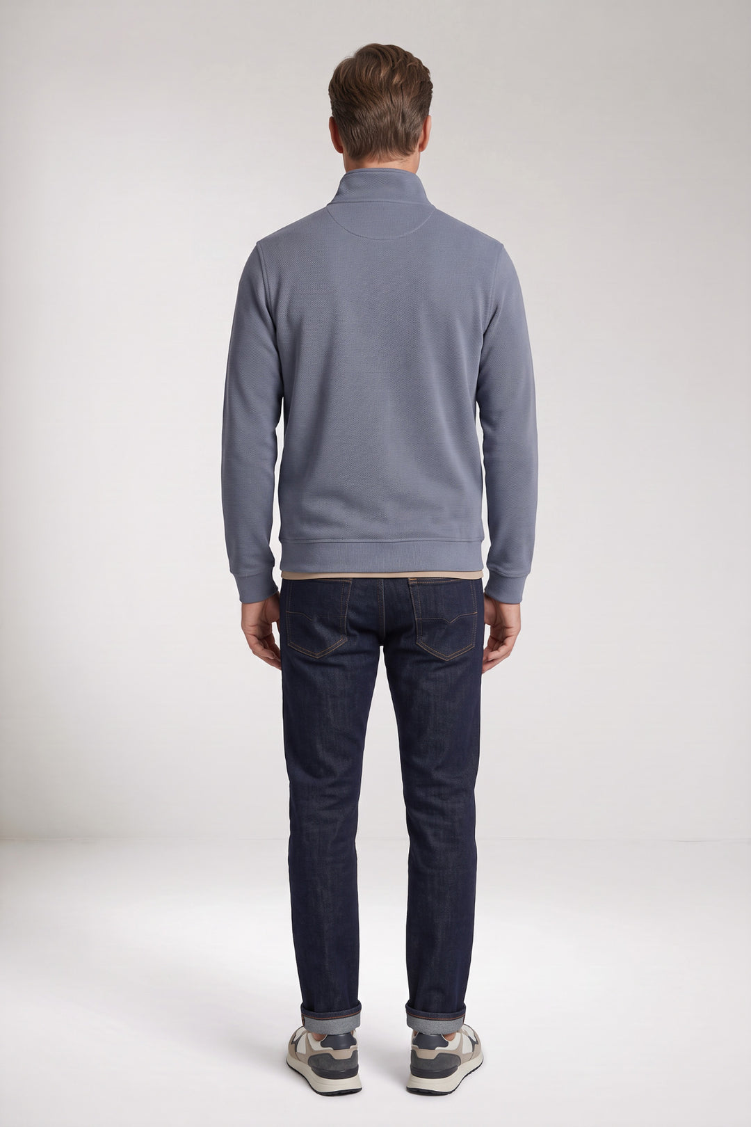 Two-Tone Half-Zip Sweater - Lichtblauw